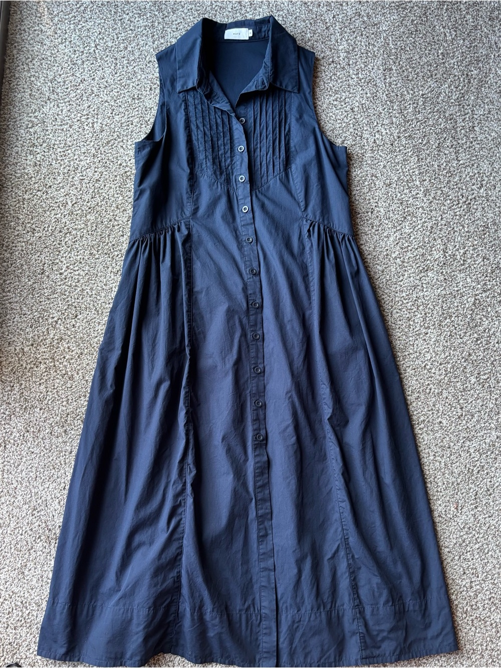 Sleeveless Navy Shirt Dress